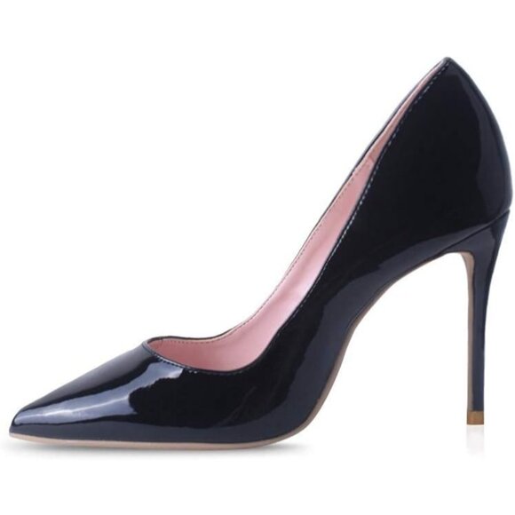 Women's Black   Pointed Toe Slip on Party Wedding Pumps Basic Shoes High Heels - Picture 2 of 8